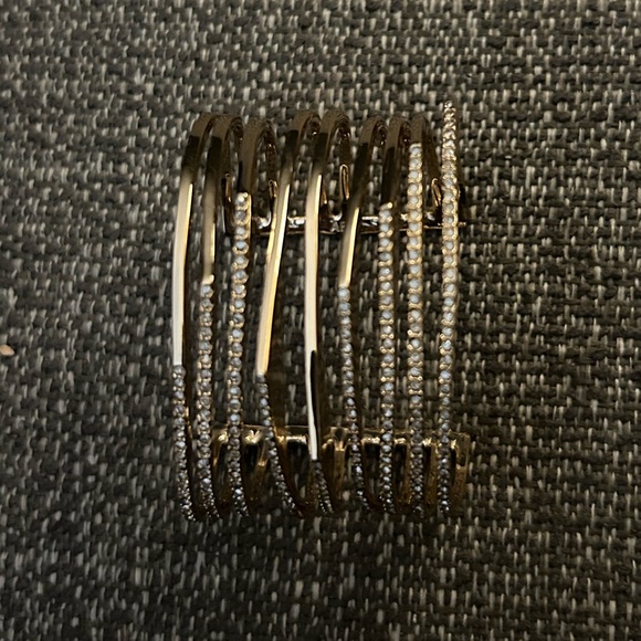 ALEXIS BITTAR Signed Gold Tone Crystal Cuff Bracelet - Picture 5 of 5